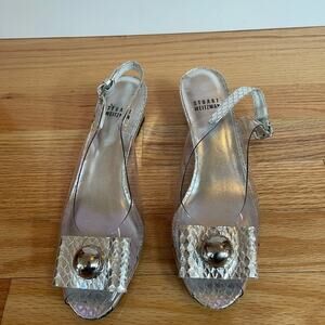 Stuart Weitzman Silver Slingback‎ Heels Size 7